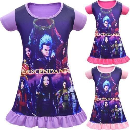 2019 Descendants 3 girl dress childrens home pajamas halloween costume for kids christmas princess dress elegant girls clothing