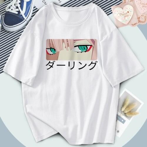 Fashion Darling In The Franxx Tshirts Outdoor Harajuku Womens T-shirts O-Neck Hip Hop Tops Tees Funny Clothing Ladies Camiaetas