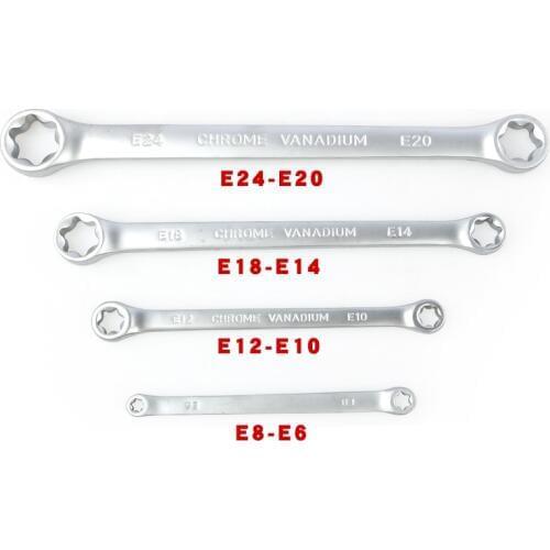 4pcs/set Box End Wrench Tools Set E6 - E24 Double Ended Spanner E Torx Star Ratchet Wrench Auto repair tools