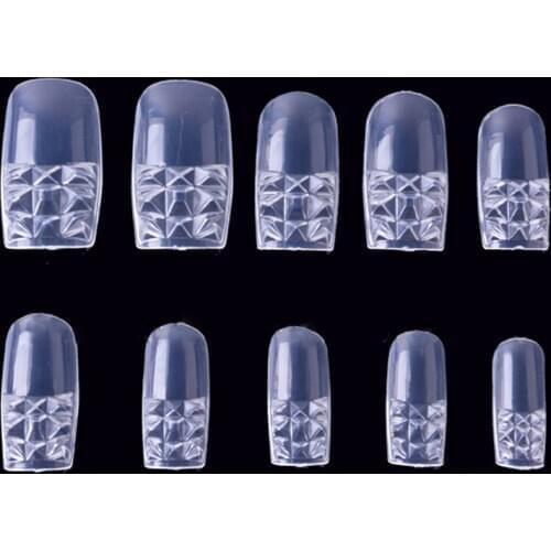100Pcs Nail Art Clear Full Cover False Nails Fake Nails Mosaic Tips Natural Transparent Artificial Acrylic UV Gel Salon DIY