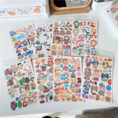 8Sheet Animal Sticker Skateboard Mobile Phone Guitar DIY Laser Scrapbooking Gift Notebook Cute Stationery Decorative Stickers