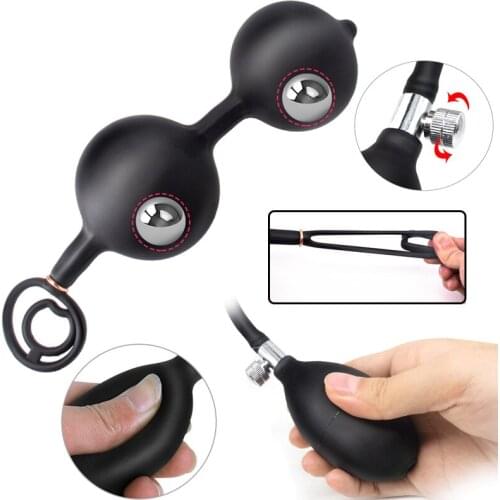 Outdoor Inflatable Anal Beads Male Big Anal Plug Max 10cm Dildo Pump Anal Dilator Expandable Sex Toy For Men Prostate Massager