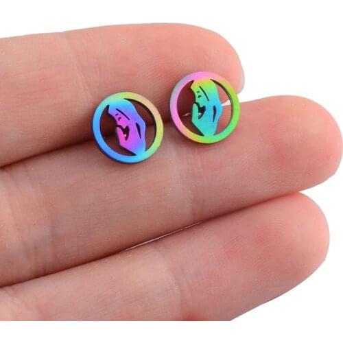 Stainless Steel Earrings Ladies Rainbow Color Fashion Jewelry High Quality Wholesale