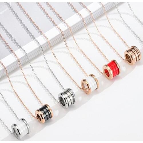 Stainless Steel Colorful Enamel Women Roman Numerals Pendant Necklace Jewelry Gift For Him with Chain