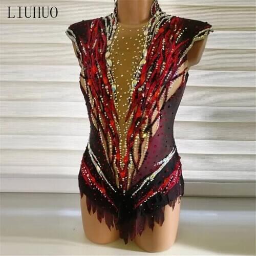 LIUHUO Figure Skating Dress Womens Girls' Ice Skating performance Rhythmic gymnastics competitionDance Leotard Artistic Costume