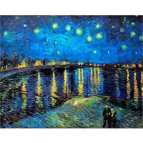 Full DIY Diamond painting van Gogh starry sky Diamond Embroidery landscape Diamond Mosaic Childrens decorative painting GH262