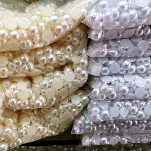 3-16mm Flatback Half Round Imitation Pearls Acrylic ABS white Ivory Pearl Beads Jewelry Making Craft Pearls Clothing Accessories