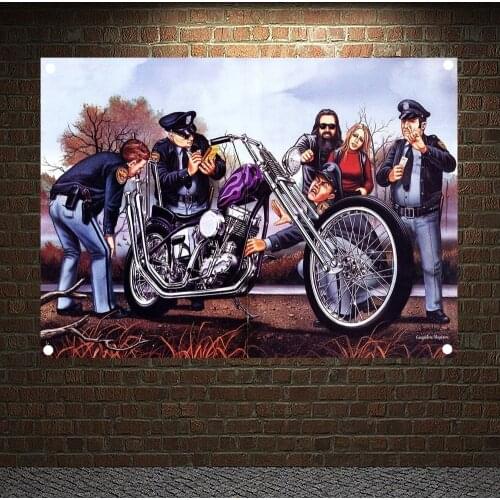 Motorcycle Riders Poster Retro Motorcycle Races Tapestry Wall Art Painting Plate Pub Bar Garage Home Decor Vintage Banners Flags
