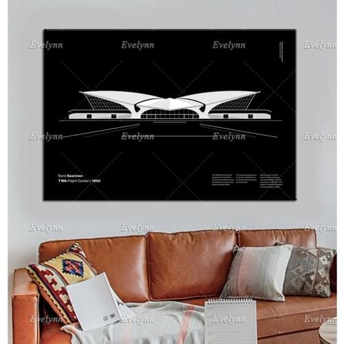 Flight Center ArchitecturePrint New York City Futurism Technology NYC Landmarks Print Poster Home DecorCanvas Unique Gift