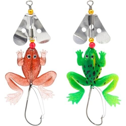 1pc soft frog fishing lure 90mm/6.2g topwater pesca wobbler with spinner mullet killer baits