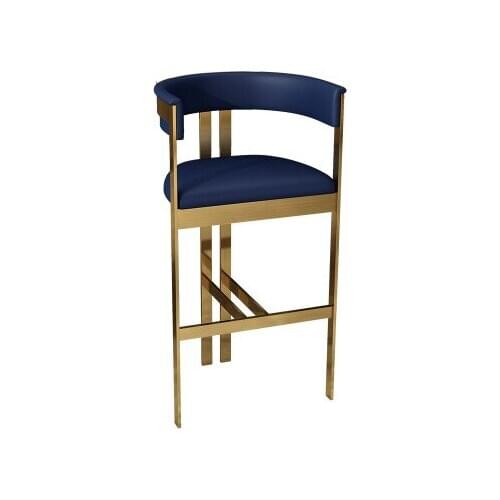 Stainless steel front bar chair backrest stool modern simple cashier counter reception chair high bar stool