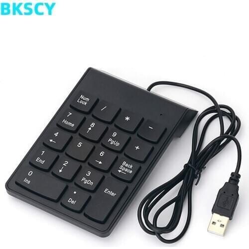 Bkscy MINI Number Pad USB Wired Mini Keyboard Keypad 18 Keys Numeric for Laptop Desktop PC Pro Computer Numpad Digital Keyboard