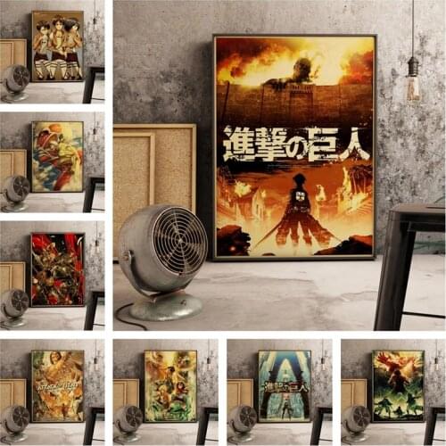 Retro Cartoon Canvas Painting Janpnese Anime Attack on Titan Posters Prints Wall Art Pictures for Living Room Wall Decor Cuadros