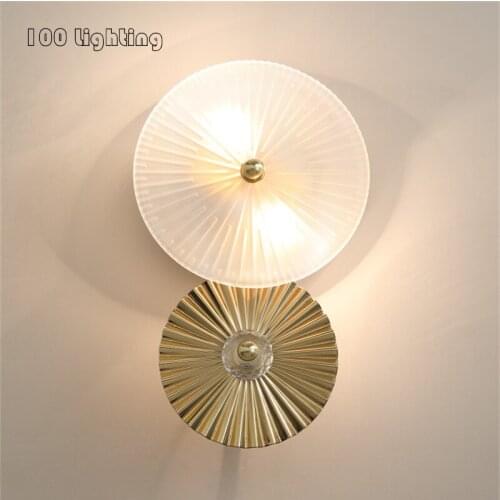 Modern Round Glass Wall Lights Parlor Bedroom Hotel Room Wall Sconce Gold Metal Creative Lamp Surface Mount E14 110-240V