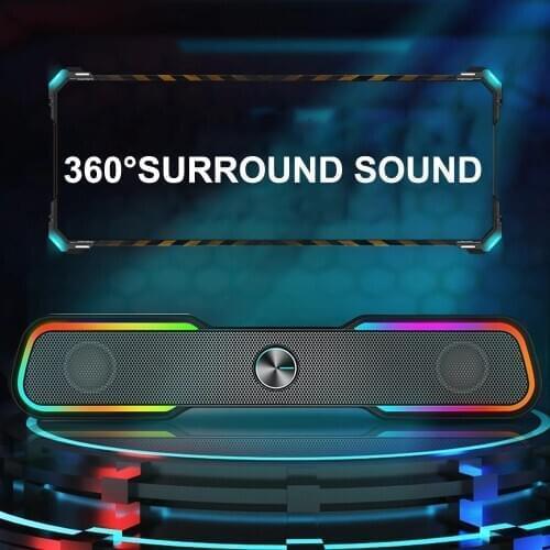 USB Wired Speaker SoundBar LED Light Stereo Bass Subwoofer Audio AUX Speaker Surround Sound Bar Box for Computer TV PC Laptop