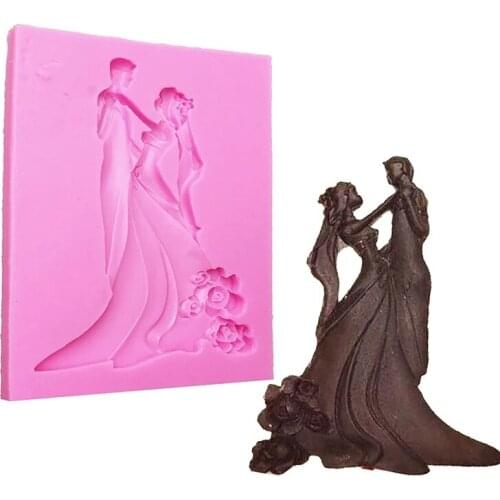 Bride Groom&boy Girl Dance Silicone Mold for Fondant Cake Decor Tool Chocolate Pastry Mould Wedding Form Baking Man and Woman