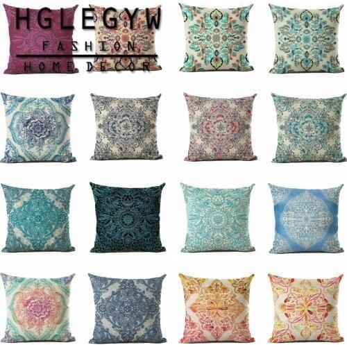 Vintage Bohemia Pillow Case Throw Pillowcase Cotton Linen Printed Pillow Covers for Office Home Textile