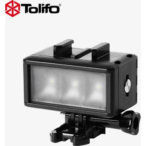Tolifo HF-0301 Dimmable Waterproof Underwater LED Video Light with Built-in Battery Diving Fash Light for Gopro Sjcam Xiaomi yi