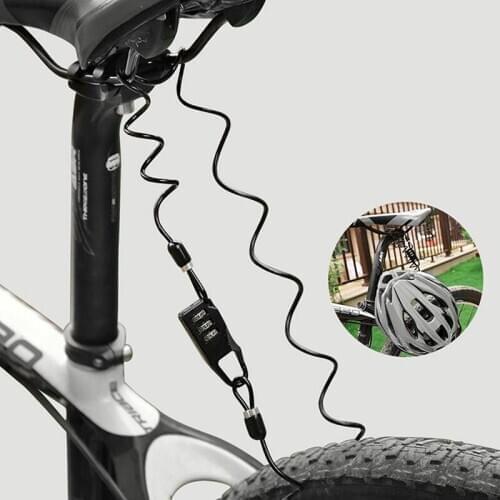 Anti Theft Bike Helmet Lock For MTB Bicycle Motorcycle Scooter Wheels Moto Security Safety Spring Rope Wire