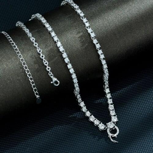 Luxury 100% 925 Sterling Silver Necklaces For Women Full High Carbon Diamond Necklace Bridal Noble Temperament Ladies Necklace