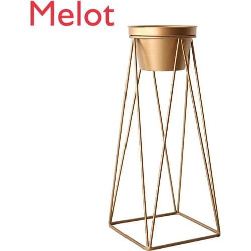 Golden Iron Flower Stand Floor-Standing Simple Luxury Nordic Decoration Living Room Balcony Scindapsus Basin Stand Holiday