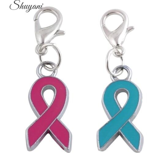 20pcs/lot Free Shipping 17*10mm Mixed Enamel Cancer Ribbon Charms Pendant For Bracelet Necklace Jewelry Making