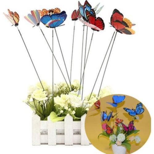 10pcs Butterfly Shaped On Stick Garden Vase Lawn Craft Art Plant Decoration