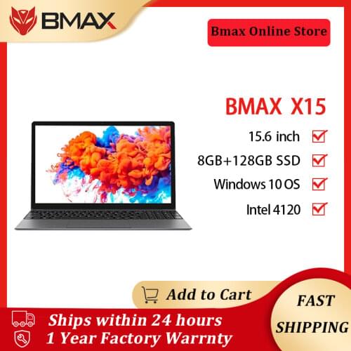 BMAX X15 15.6 inch Laptop 1920*1080 Intel Gemini Lake N4120 Intel UHD Graphics 600 8GB LPDDR4 RAM 128GB SSD ROM Notebook X15