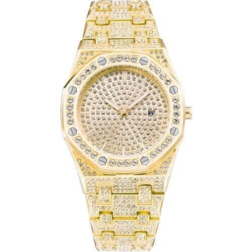 2020 Latest Big Brand Watches Mens Luxury Diamond Fashion Alloy Band Date Quartz Wristwatches Reloj Hombre Acero Inoxidable 1519