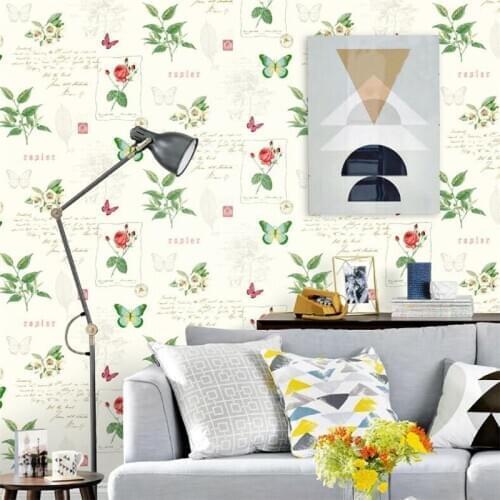 Beibehang 3d wallpaper Rural flowers Butterfly letter leaves children room 3d sitting room bedroom wallpaper for walls 3d