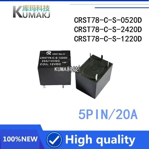 5PCS/lot 100%New Relay CRST78-C-S-0520D CRST78-C-S-1220D CRST78-C-S-2420D CRST78 C S 1220D 5VDC 12VDC 24VDC 5PIN 20A