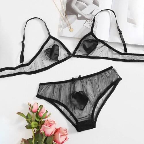 Sensual Lingerie Woman Sexy Underwear Transparent Lace Mesh Love Exotic Sets Womens Clothing Porn Bra Briefs Sexy Lingerie Set