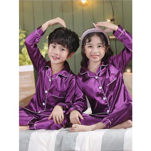 Children Pajamas Set Spring & Autumn Long Sleeve Suits Childrens Sleepwear Set Satin Pajamas Boy Girs Pyjamas Sets For Kids