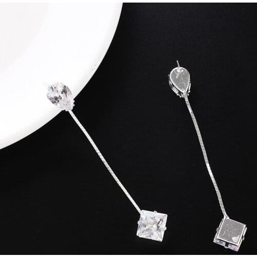 Shiny CZ crystal long earring for women gold/silver color for women party wedding earring Jewelry E741