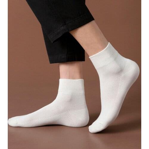 Cotton Thin Mesh Japanese Style Pure Color Spring Summer Men Socks Mid Tube Socks 1Pair Breathable