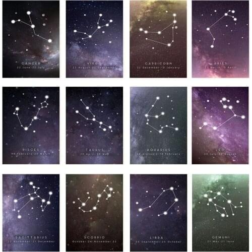 Twelve Constellation Canvas Painting Posters And Prints Zodiac Astrology Sign Nordic Art Children Room Home Decoration Unframed