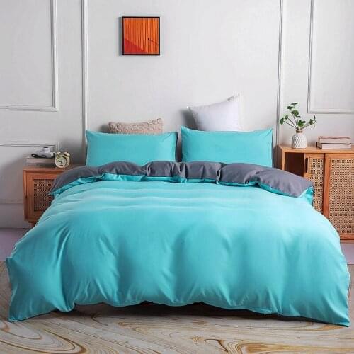 Nordic Style Bedding Set Twin Queen Solid Blue Duvet Cover Set Bedclothes Comforter Quilt Cover with Pillowcase for Double Bed