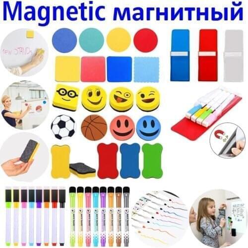 Magnetic Whiteboard Marker White Board Dry-Erase Marker Fine Nib Pen with Eraser Rubber Magnetic Marker Brush White Board Eraser