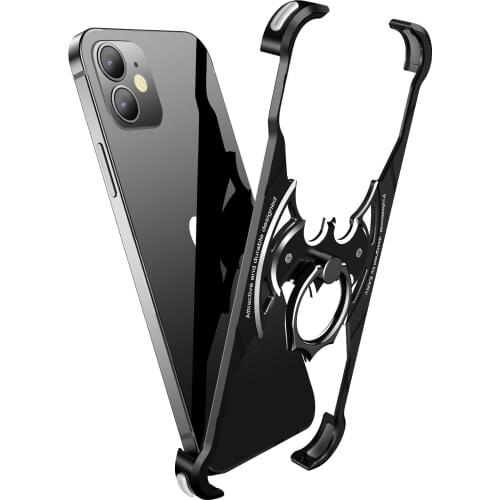 Bat Metal Case With 360 Rotating Ring Holder For Iphone 12 Huawei Shell Airbag Bumper Back Cover Case