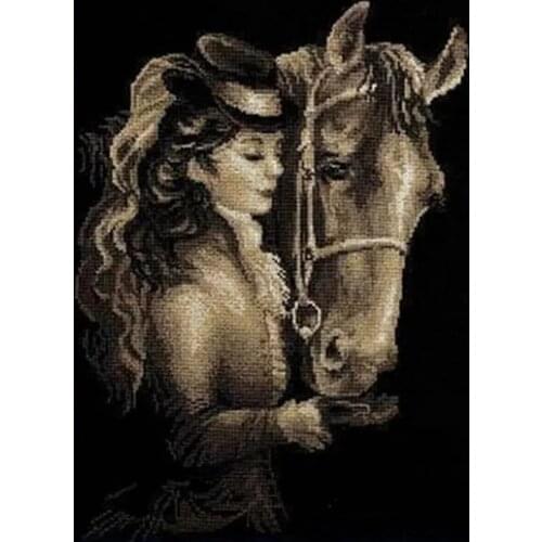 Woman and horse Top Quality Embroidery Needlework 14CT Unprinted Sewing Kit Art Cross Stitch Kits DIY Handmade Decor