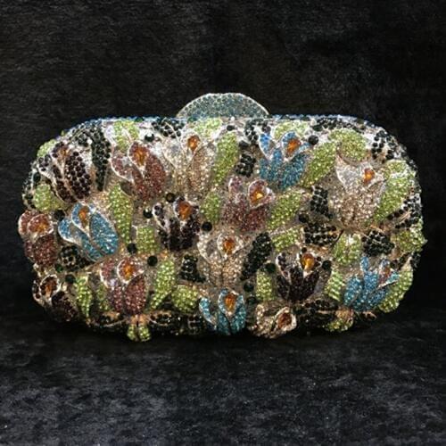 New female banquet bag Ladies Diamond hand chain bag small mini dress bag blue evening bag with diamond crystal purse