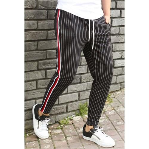 2021 New Jogger Casual Pants Striped Men Fashion Slim Running Sweatpants masculine Polyester Straight Casual Pants clothing Male