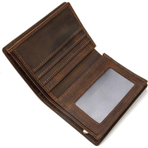 Genuine ID/Credit Card Holder Wallet Crazy Horse Cowhide Men Wallet Short Coin Purse Wallets High Quality Designer purse