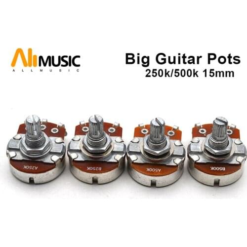 50pcs A250K/B250K/A500K/B500K Split Shaft 15mm Guitar Volume Tone Pots Potentiometer for ELectric Guitar Bass