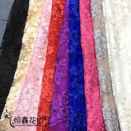 Multi color Wedding bridal Dress Applique DIY Bridal Headdress scarf veil Embroidered Lace Fabric Patch free shipping
