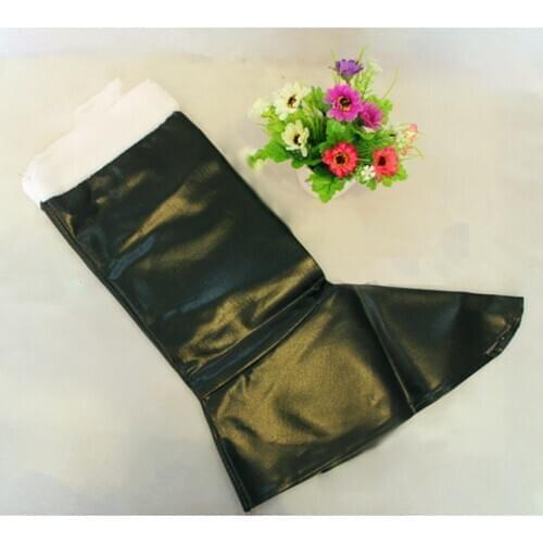 Christmas Santa Claus Costume Boots with Faux Fur Props Lighten Footwear Black