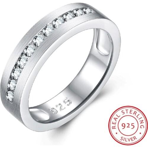 S925 Sterling Silver Wedding Ring for Men Women Couple Ring Silver Zircon Ring Jewelry