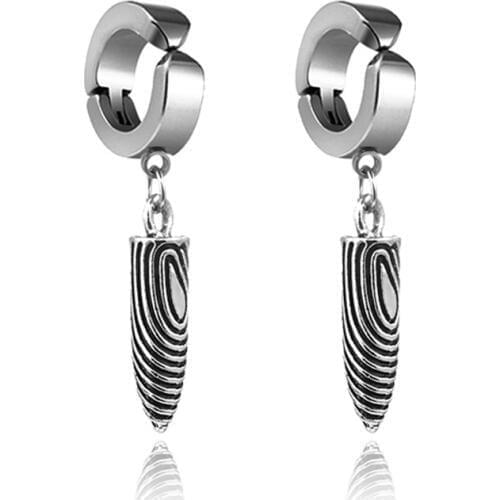 1 Pair Punk Style Titanium Steel Bullet Pendants Clip Earrings Male Female No ear Hole Earring Men Trendy Party Jewelry