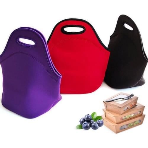 Lunch Bag, Solid Color Large Capacity Thermal Bag Storage Bag for Lunch Box Fruit, Black/Red/Purple/Green