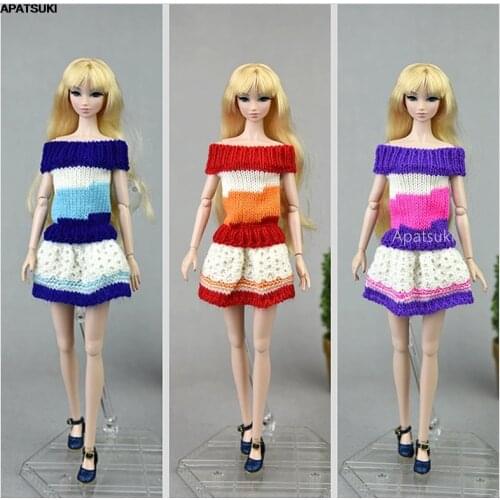 Pure Manual Knitted Handmade Sweater For Barbie Doll Clothes Outfits Dress 1/6 Doll Accessories Gifts For Girls Kids Toys